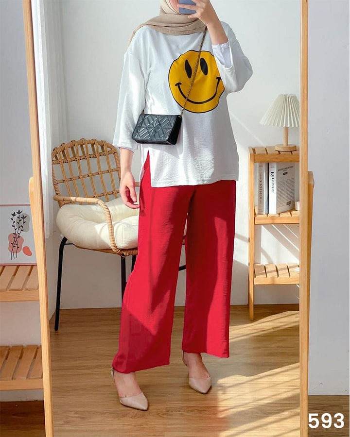 Smiley Tee & Palazzo Red - Dubai Offers Today