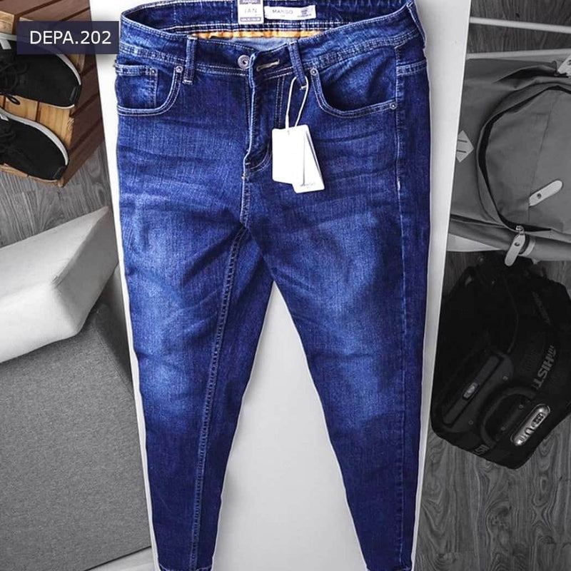 Dark Blue Plain Stretchable Jeans - 3417 - Dubai Offers Today