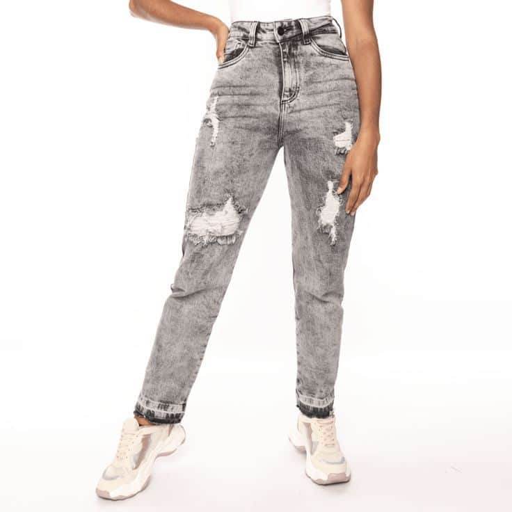 Womens Grey Distressed Jeans - 5204 - Dubai Offers Today