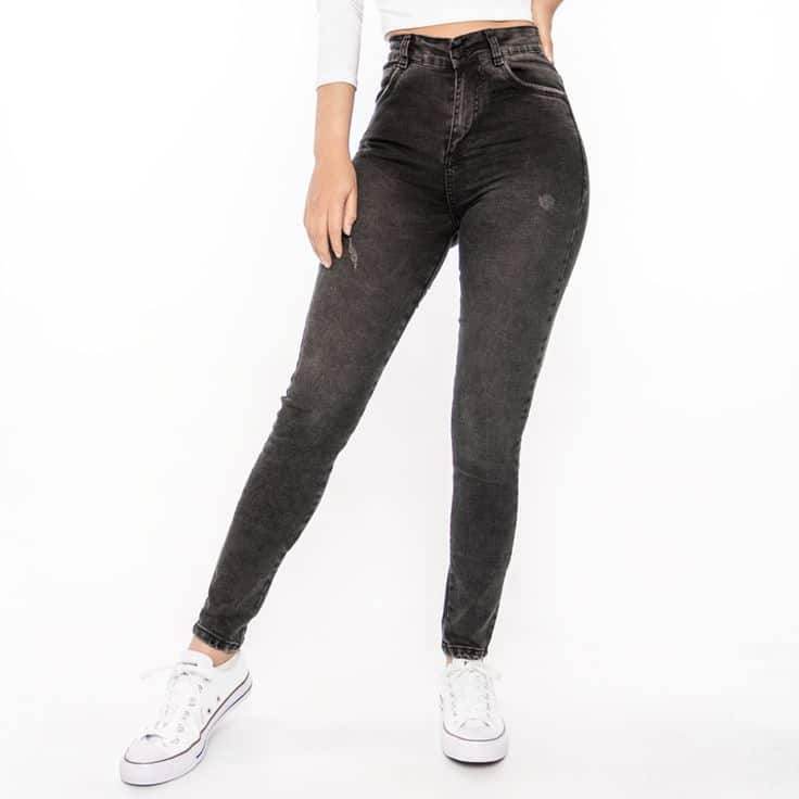 Womens Black Faded Plain Stretchable Jeans - 5206 - Dubai Offers Today