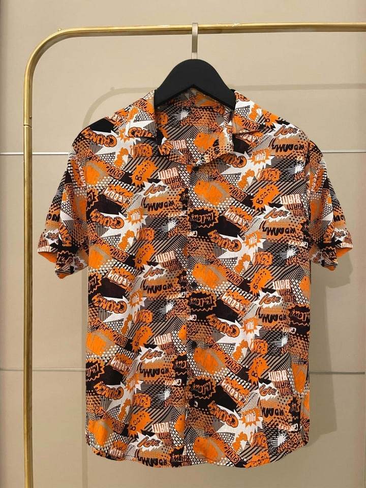 Printed Shirt - PRSH172 (Orange) - Dubai Offers Today