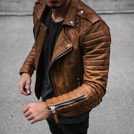 Men's Luxury Brown Leather Jacket - Dubai Offers Today