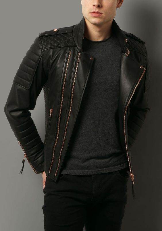Men's Black Leather Jacket - Dubai Offers Today