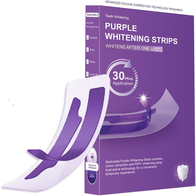 Purple teeth whitening strips box