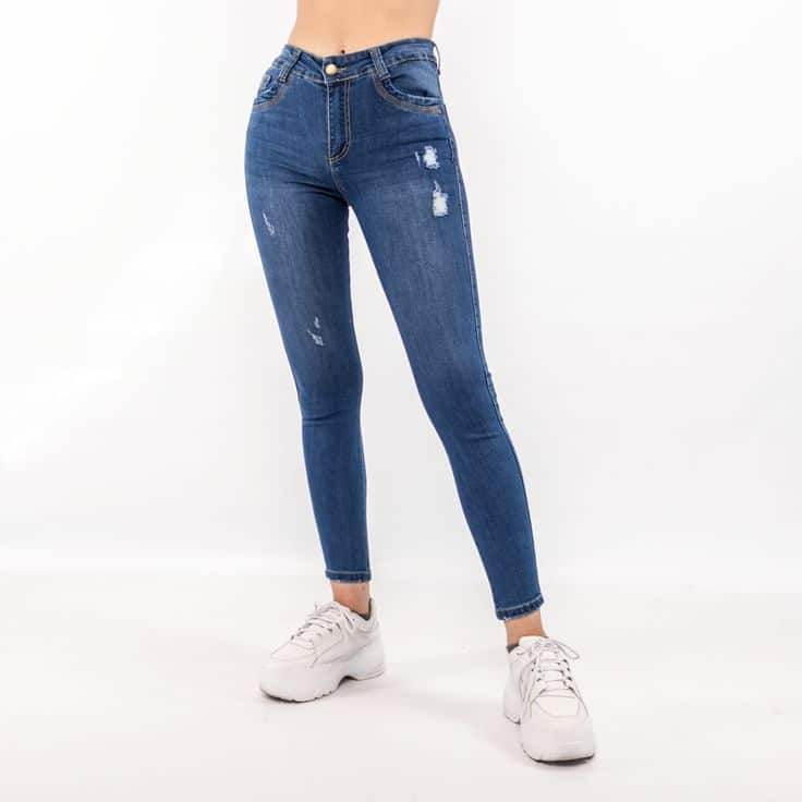 Womens Mid Blue Distressed jeans - 5207 - Dubai Offers Today