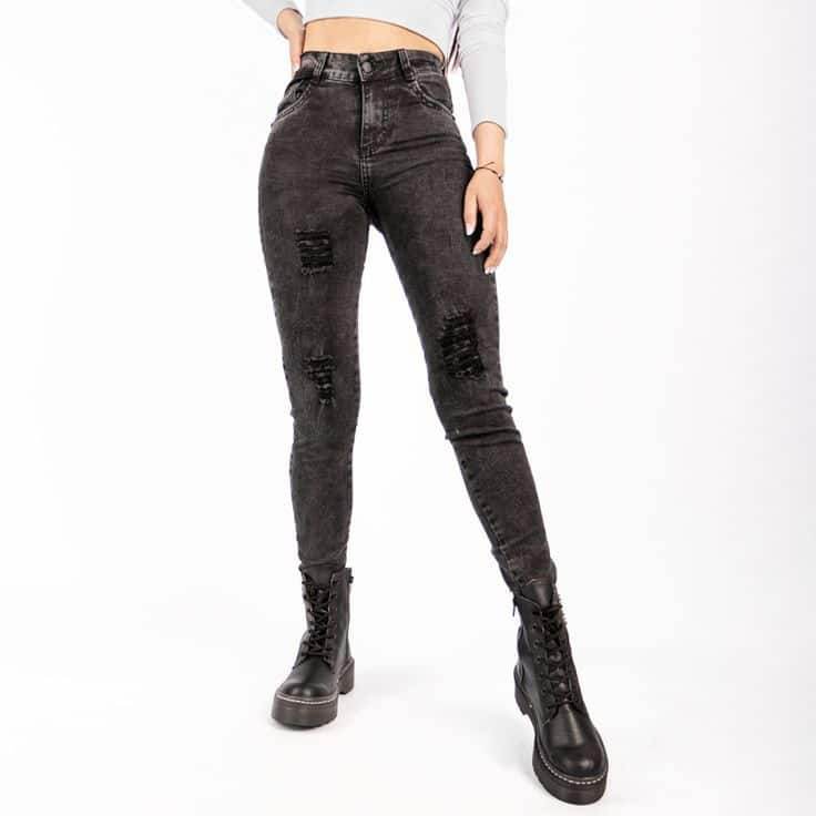 Womens Washed Black Distressed Jeans - 5213 - Dubai Offers Today