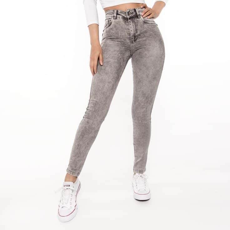 Womens Grey Plain Stretchable Jeans - 5208 - Dubai Offers Today