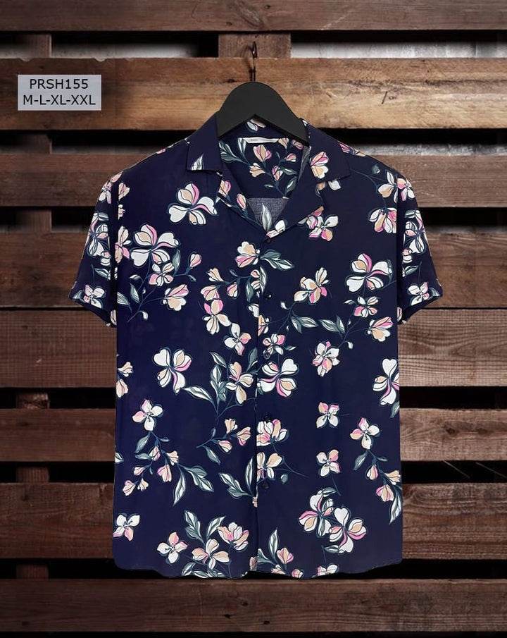 Printed Shirt - PRSH155 ( Blue Flower) - Dubai Offers Today