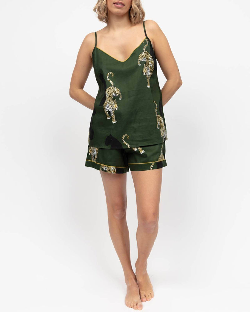 Olive Leopard Print Cami And Shorty Set Green - Dubai Offers Today