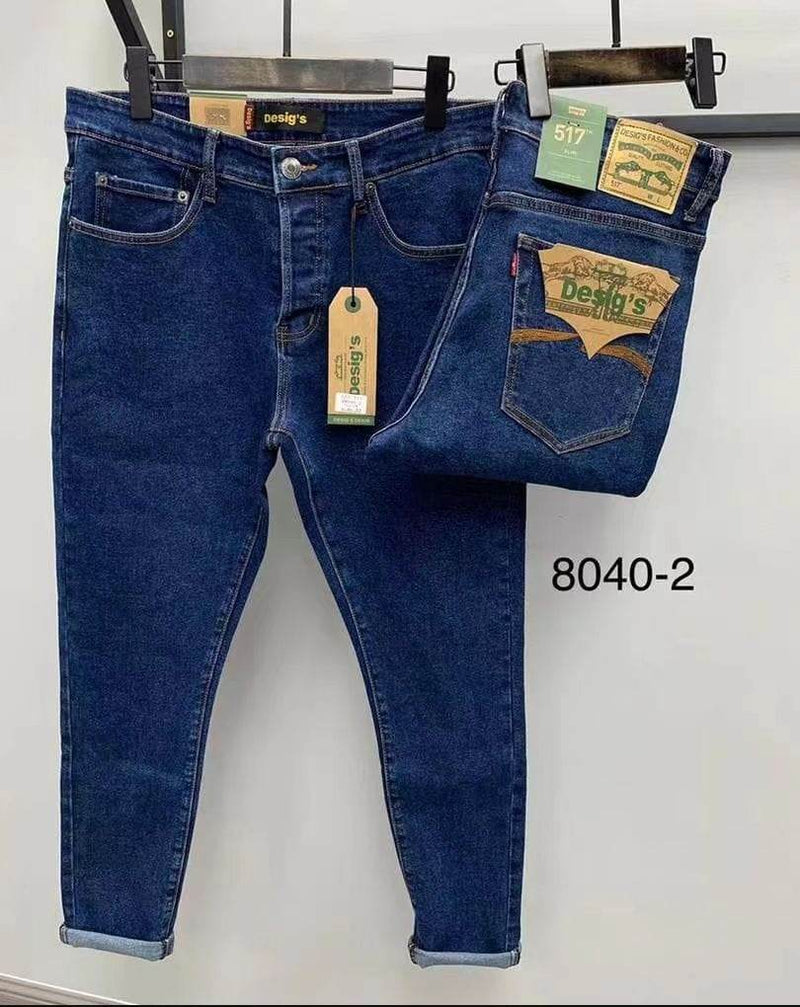 Dark blue ripped jeans side view for men UAE - 3812