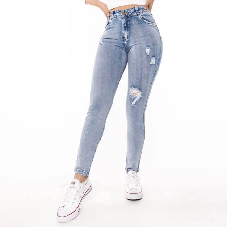 Womens Light Wash Blue Distressed Jeans - 5220 - Dubai Offers Today