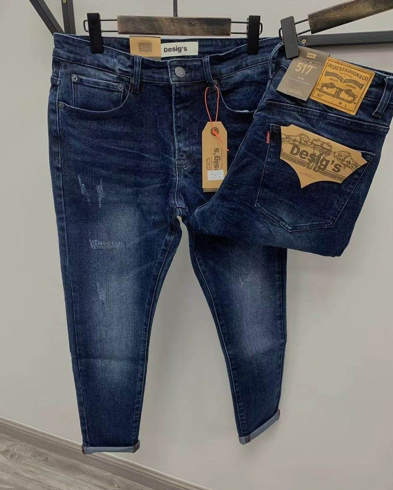 rigid blue denim jeans for men UAE - 3811
