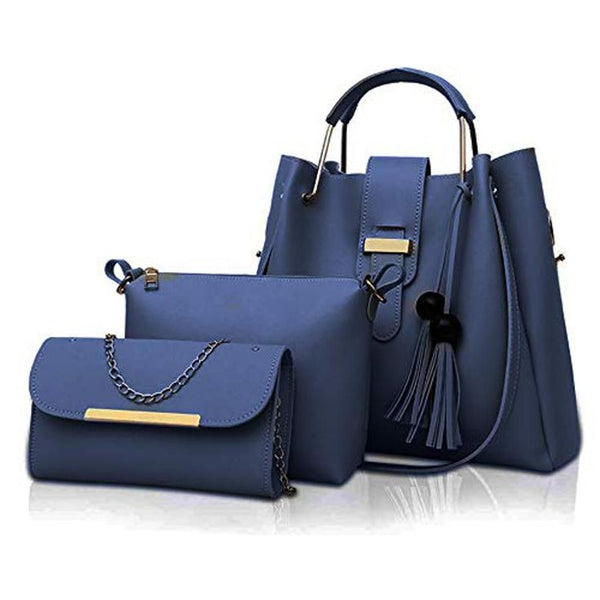 Women's 3 Pcs Blue Handbag