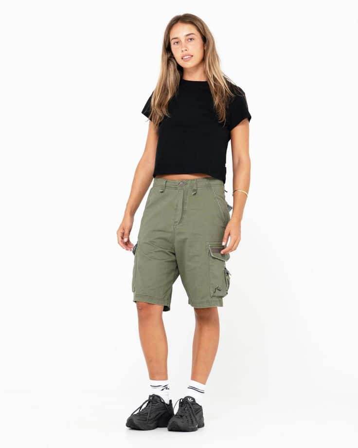 Womens Cargo Shorts - Military Green - Dubai Offers Today