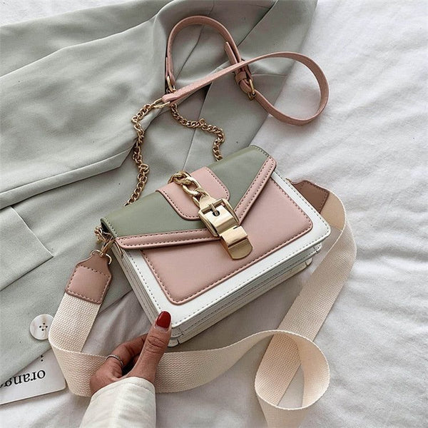 Contrast Color Cross Body Handbag