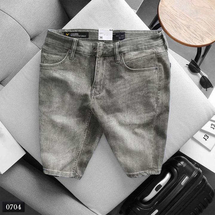 Greyish Black - Slim Fit Denim Shorts 0703 - Dubai Offers Today