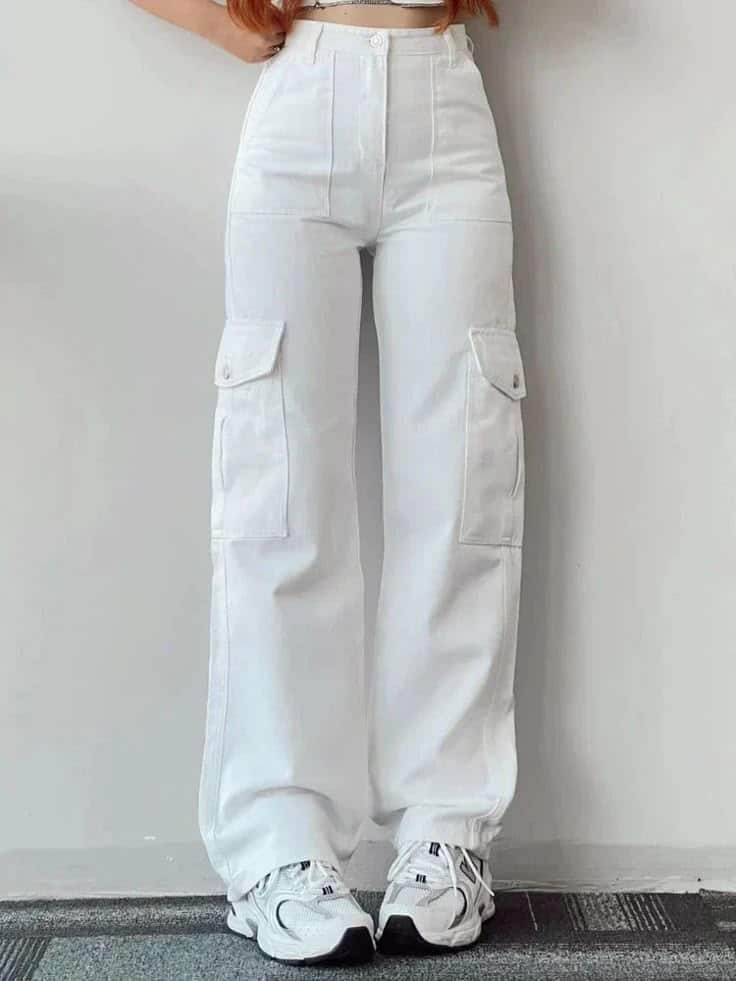 Womens Cargo Pant - White - Dubai Offers Today