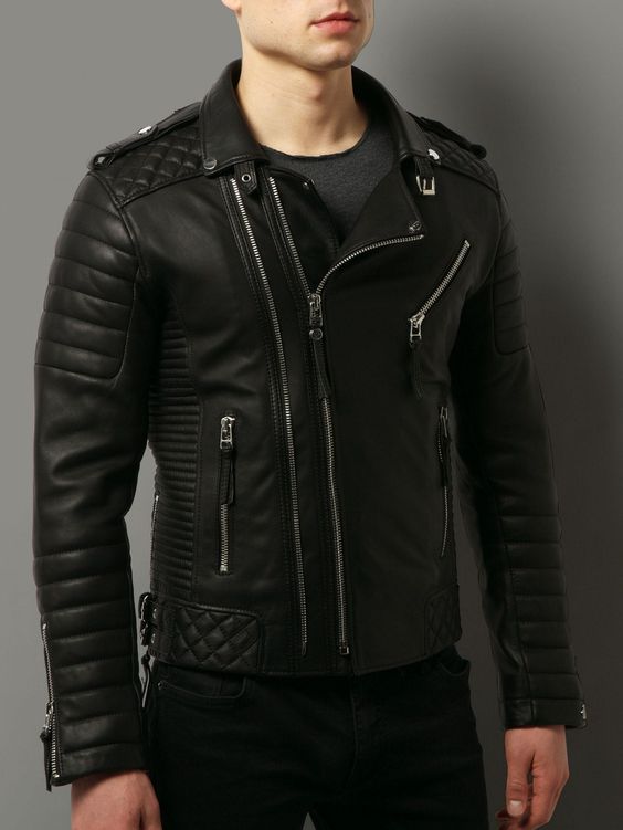 Men's Black Leather Jacket Lambskin Leather Slim-Fit