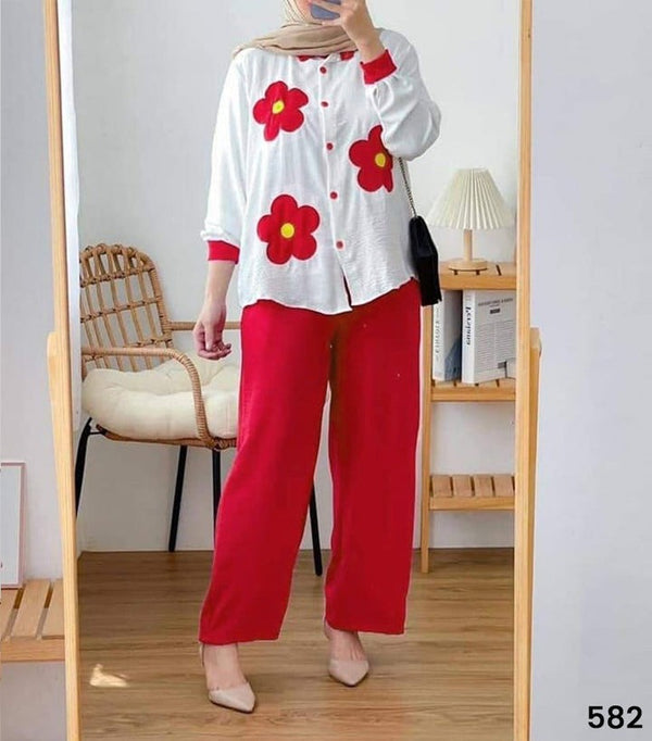 Flower Quarter Sleeved Set