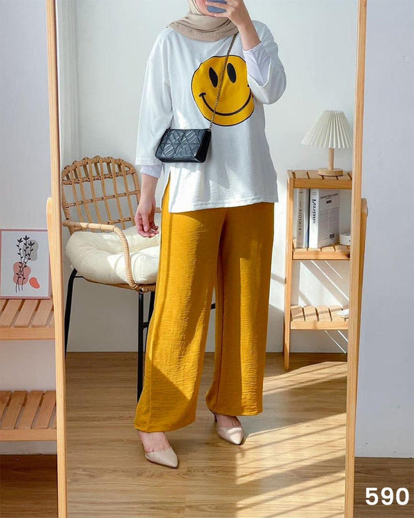 Smiley Tee & Palazzo Yellow