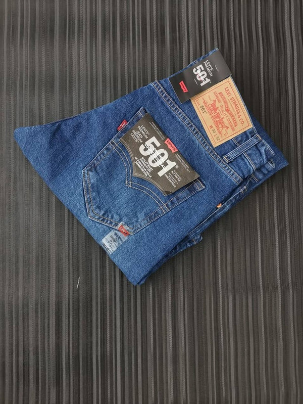 Dark Blue Plain Stretchable Jeans - 3825