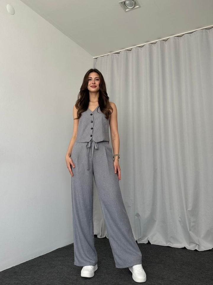 Olivia Vest & Pant Sets - Organic Linen - Dubai Offers Today