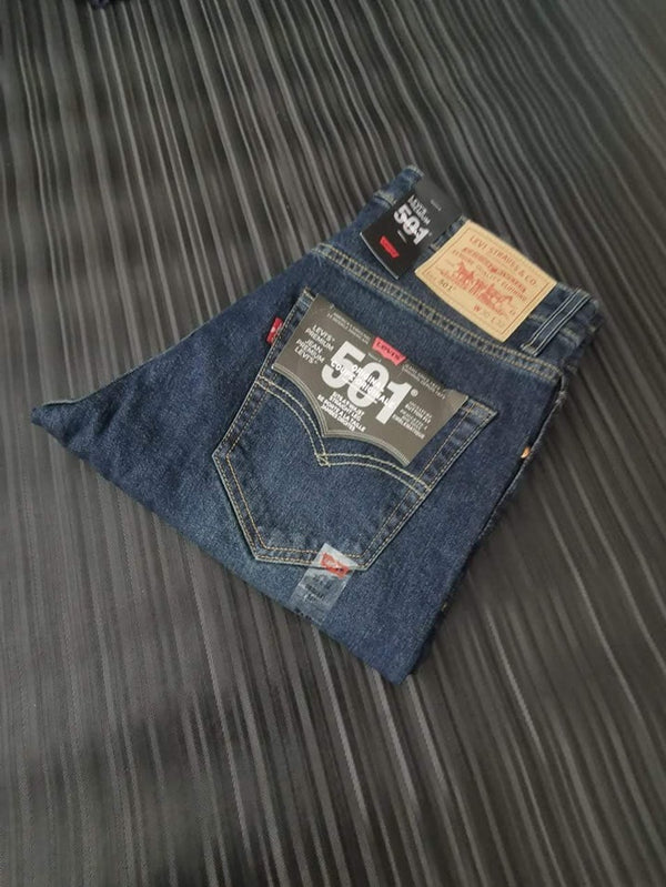 Dark Blue Plain Stretchable Jeans - 3827