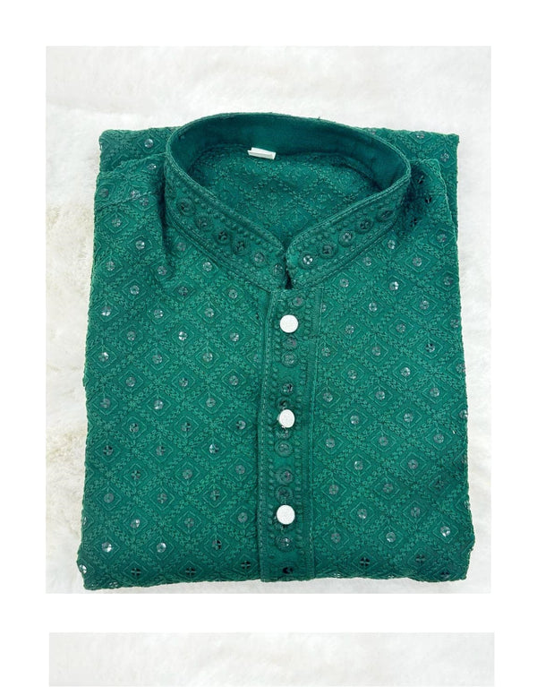 Men's Green Strap Kurta