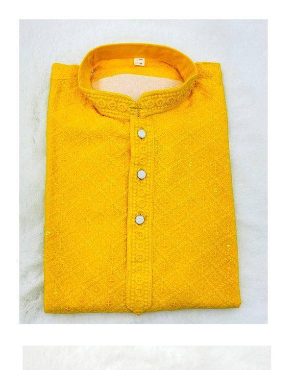 Men's Yellow Strap Kurta