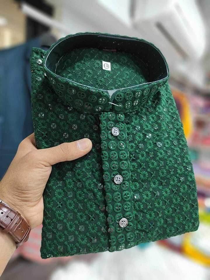 Men's Green Strap Kurta - Dubai Offers Today