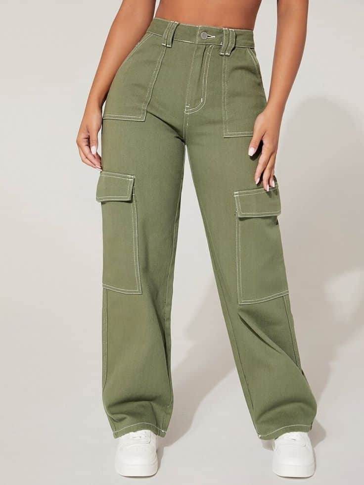 Womens Cargo Pants - Olive Green - Dubai Offers Today