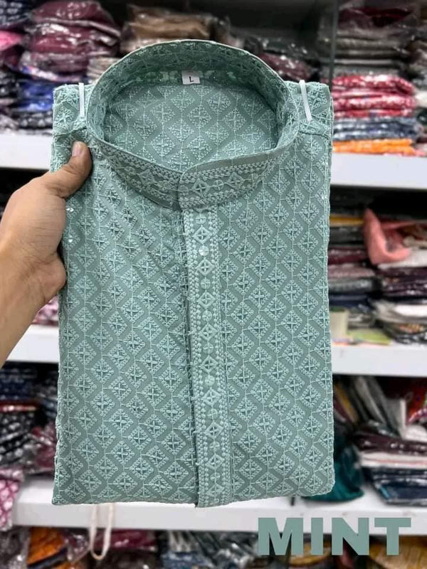Men's Sky Blue Strap Kurta