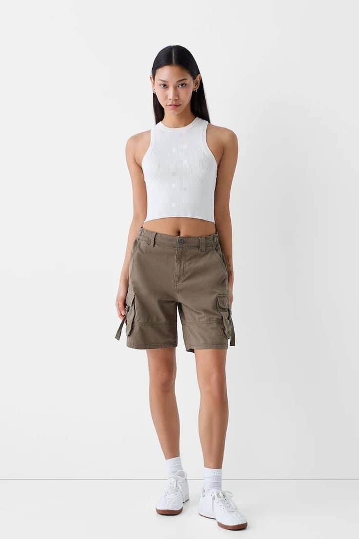 Womens Cargo Shorts - Olive Green - Dubai Offers Today