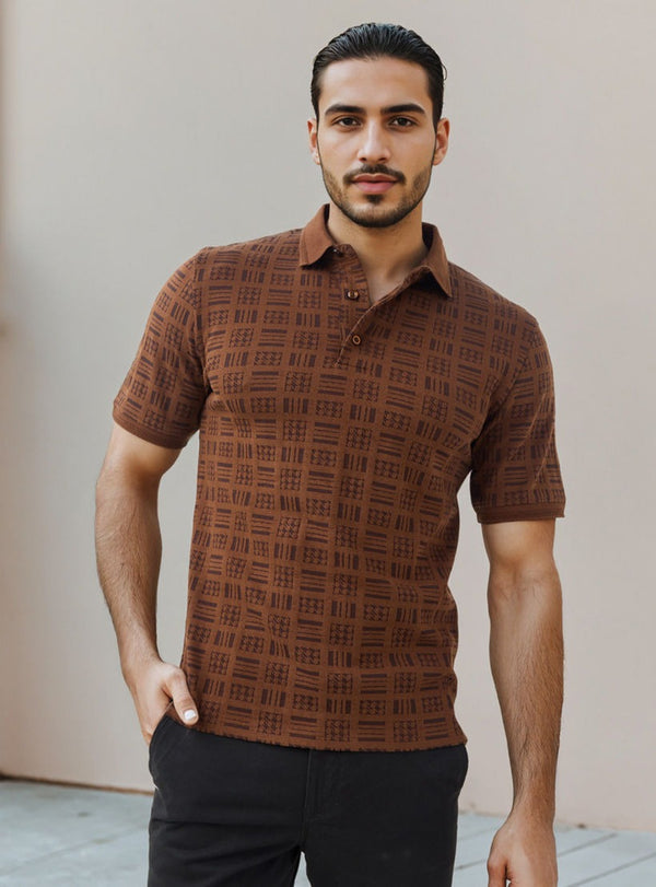 Textured Jacquard Polo T-shirt