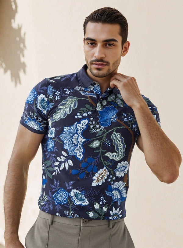 Floral Print Polo T-shirt
