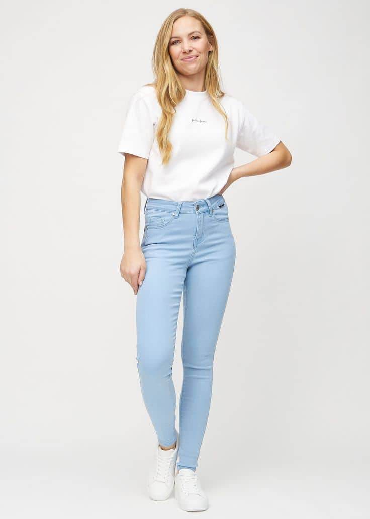 Womens Light Blue Plain Stretchable Jeans - 5222 - Dubai Offers Today