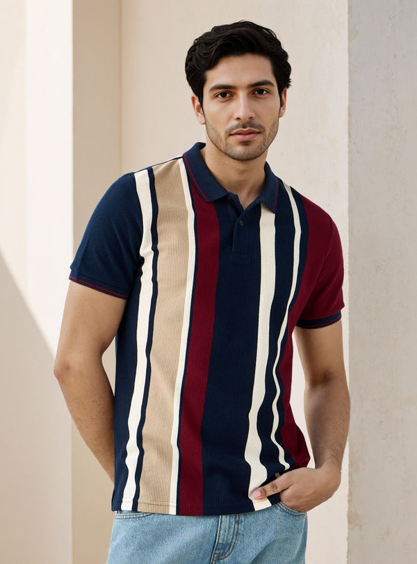 Striped Ottoman Polo T-shirt