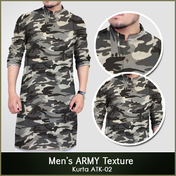 Men's Army Texture Plain kurta 3071