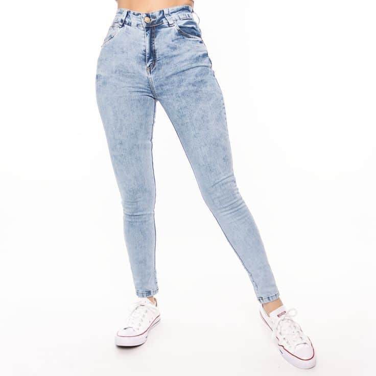 Womens Faded Blue Plain Stretchable Jeans - 5211 - Dubai Offers Today
