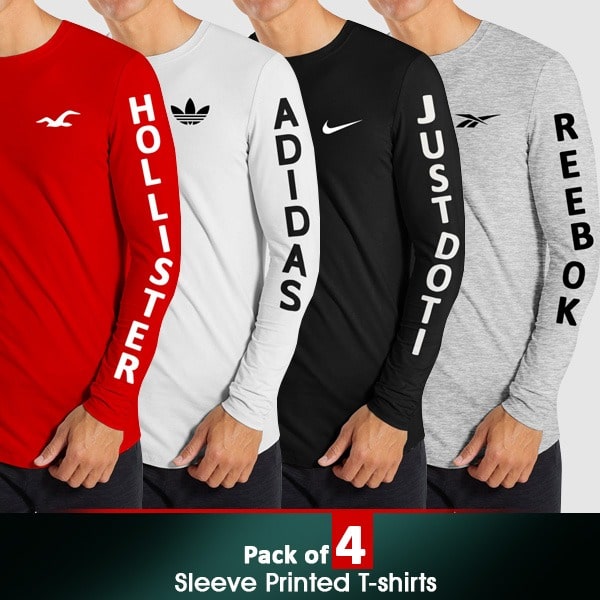 PACK OF 4 SLEEVE PRINTED T-SHIRTS