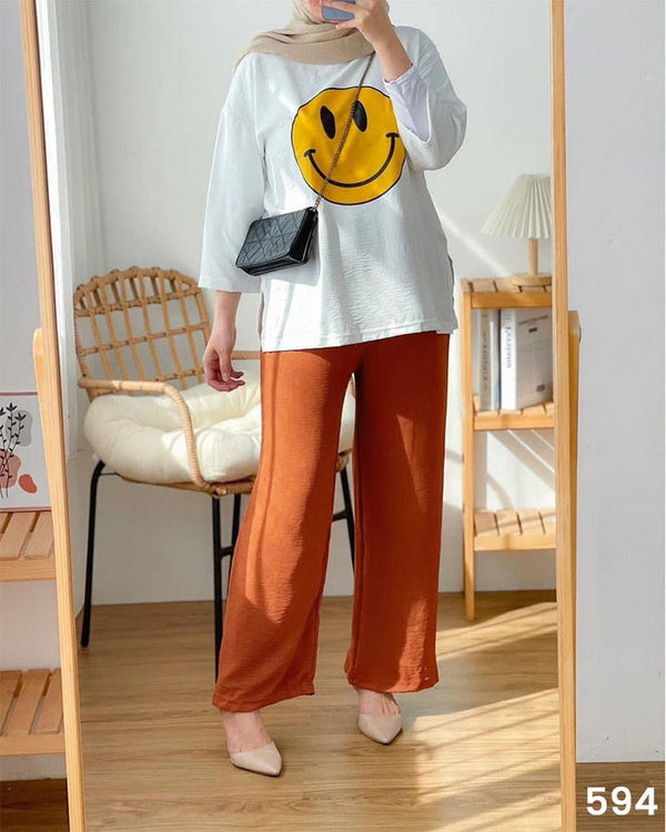 Smiley Tee & Plazzo Brown
