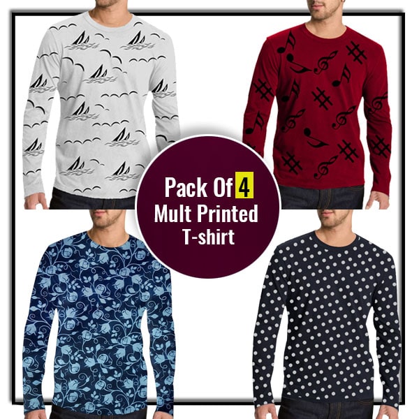 PACK OF 4 MULTI PRINTED T-SHIRTS