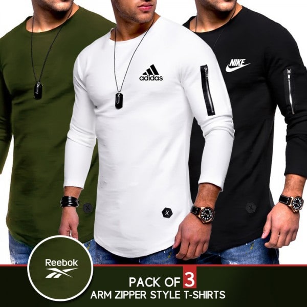 PACK OF 3 ARM ZIPPER STYLE T-SHIRTS