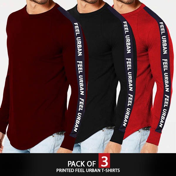 PACK OF 3 PRINTED FEEL URBAN T-SHIRTS