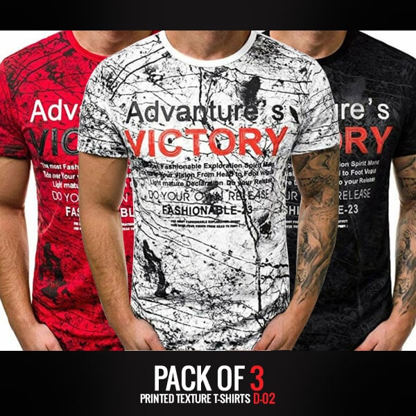 PACK OF 3 PRINTED TEXTURE T-SHIRTS D-02