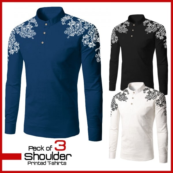 PACK OF 3 SHOULDER PRINTED T-SHIRTS