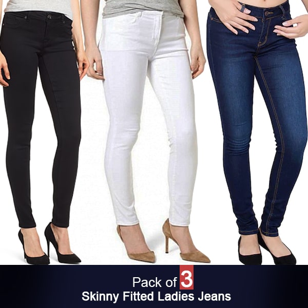 PACK OF 3 SKINNY FITTED LADIES JEANS