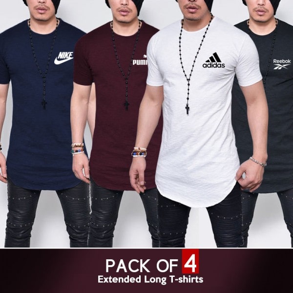 PACK OF 4 EXTENDED LONG T-SHIRTS