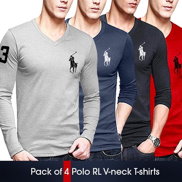 PACK OF 4 POLO RL V-NECK T-SHIRTS