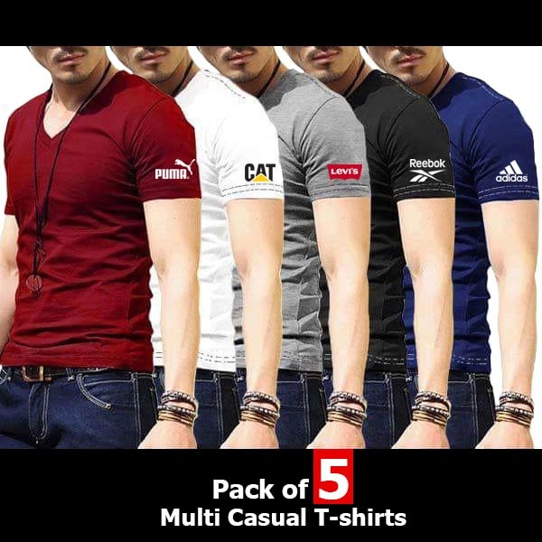 PACK OF 5 MULTI CASUAL T- SHIRTS FOR MENS